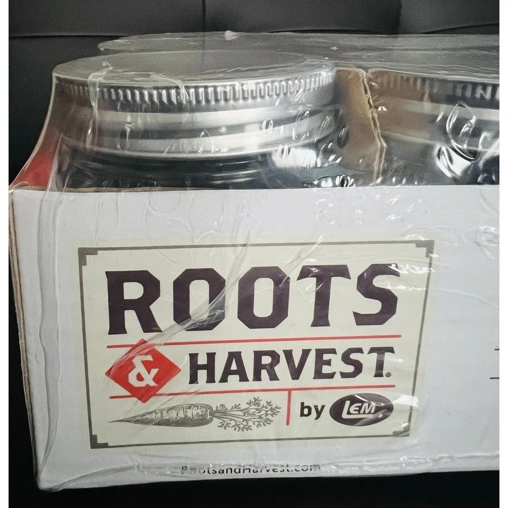 Roots and Harvest 12 Canning Jars with Lids & Bands 8oz